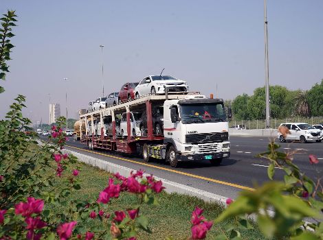 صورة الشاحنات على طرق دبي
