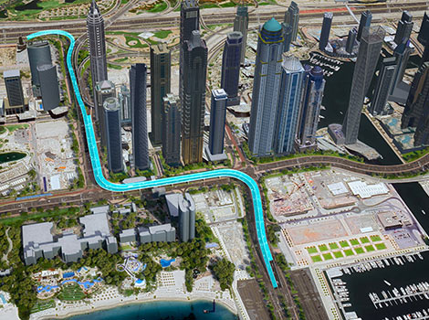 an image of the the project layout to eases the mobility of residents and visitors to Dubai Harbour