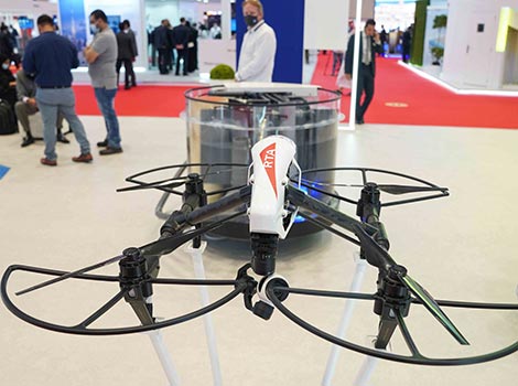 an image of the drone which is monitoring heavy trucks on highways 