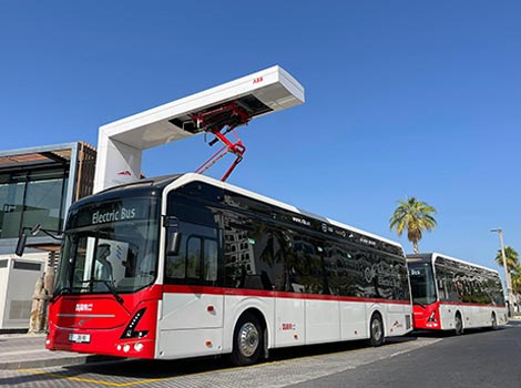 an image of trial operation of the two electric buses