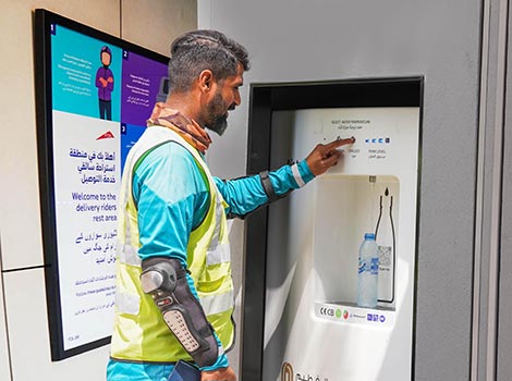 an image of the air-to-water dispensers machine at delivery riders’ rest areas