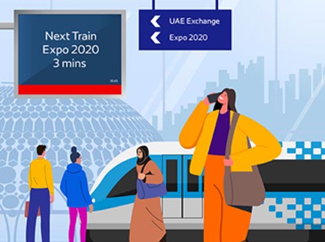 an image of Dedicated Trains towards Expo 2020 and UAE Exchange Metro Stations