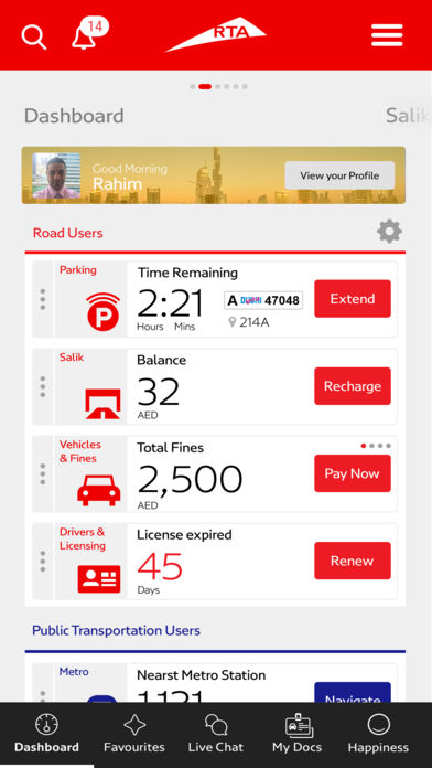 Screenshot from Dubai Drive app