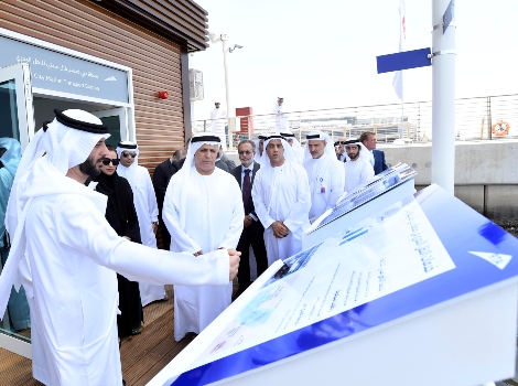 an image of Al Tayer opening the floating station at Dubai Festival City