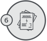 The financial department issues the service invoice to the client.