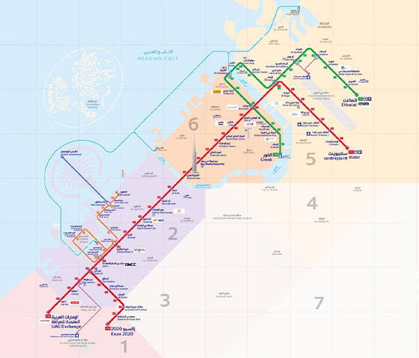 Latest Dubai Metro Map Road Transport And Authorities - Nol Fares