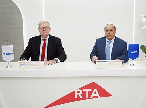 an image of agreement signed on the sidelines of the UITP in Barcelona by His Excellency Mattar Al Tayer, and Paul Willis, President of Al-Futtaim Automotive.